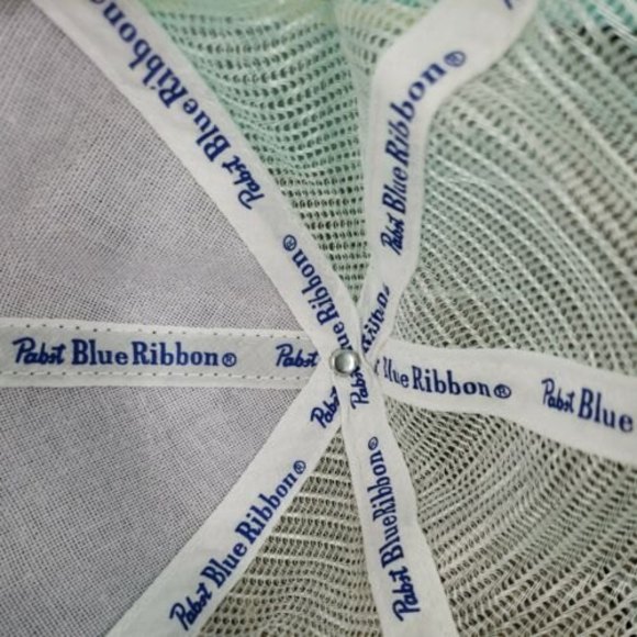 Pabst Blue Ribbon Beer PBR Mesh Back Trucker Hat Blue and White - Picture 10 of 10